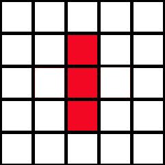 The same five-by-five grid except there are three squares filled vertically