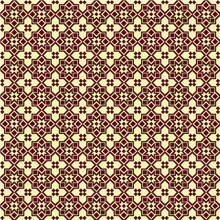 A mosaic made from crimson diamonds on a beige background