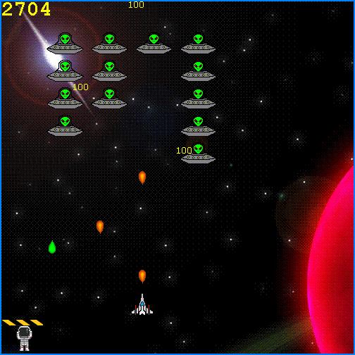 attacking aliens in a game