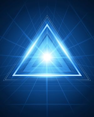 Blue triangle with central bright light: istockphoto 000018661160