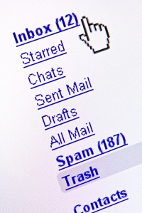 an arrow poised over an email inbox