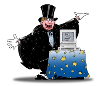 Magician with computer