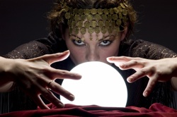 A fortune teller with a crystal ball