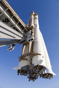 a rocket on the launchpad