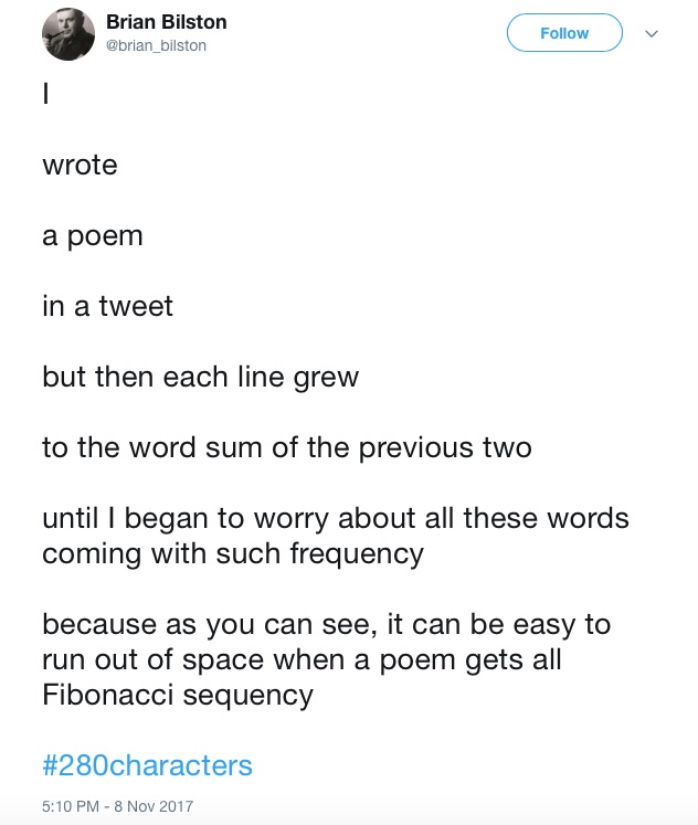 Brian Bilston's Fibonacci Poem