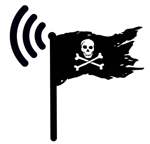 Pirate Flag with WI-fi symbol from it. Adapted on images from PIXABAY.com