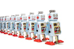 a line of toy robots