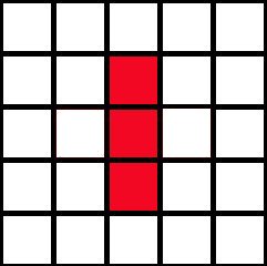 The same five-by-five grid except there are three squares filled vertically