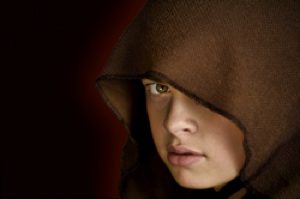 A child in a jedi hood