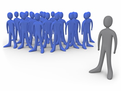 One person standing out from the crowd