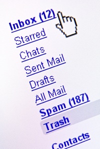 an arrow poised over an email inbox