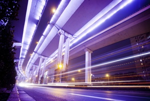 some motorway lights at night