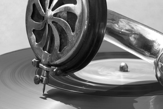 An old gramophone showing the needle: copyright www.istockphoto.com 8348929
