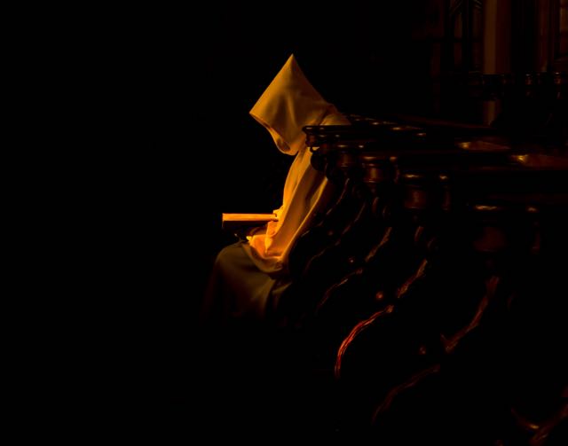 A monk praying