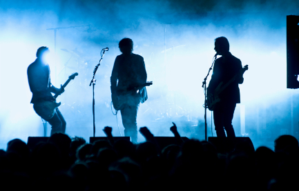 a rock band on stage with guitars