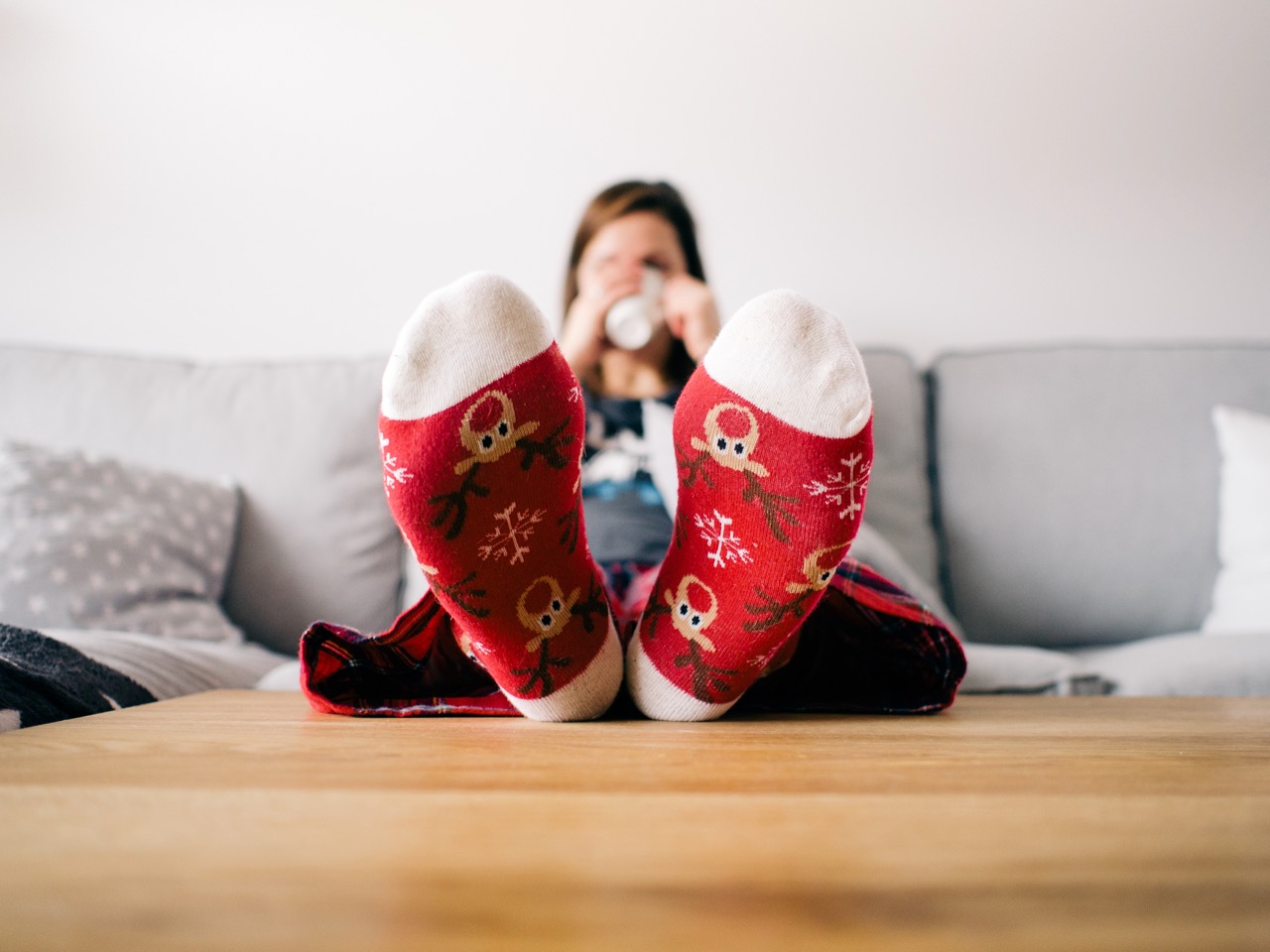 Woman's feet on a table