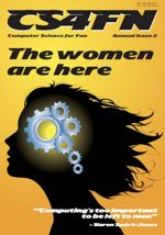 The cover of the cs4fn annual 2 - womans head with cogs
